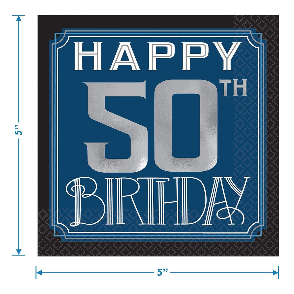 Happy Birthday Old Man 50th Milestone - Paper Dessert Plates and Beverage Napkins (Serves 16) party supplies