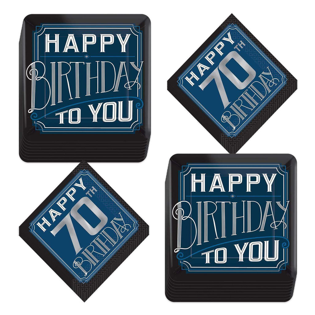 Happy Birthday Old Man 70th Milestone - Paper Dessert Plates and Beverage Napkins (Serves 16) party supplies