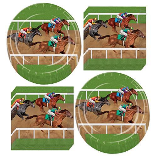 Horse Racing Derby Paper Dinner Plates and Luncheon Napkins (Serves 16) party supplies