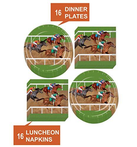 Horse Racing Derby Paper Dinner Plates and Luncheon Napkins (Serves 16) party supplies