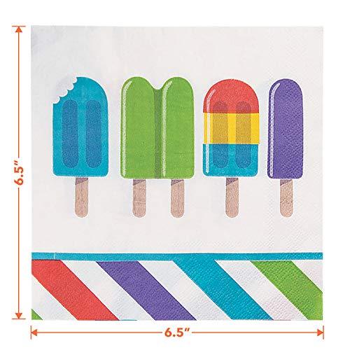 Ice Pop Party Popsicle Dinner Plates and Luncheon Napkins - for Summer Birthday, 4th of July, or Pool Party (Serves 16) party supplies