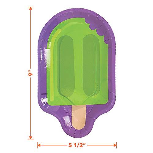 Ice Pop Party Popsicle Shaped Paper Dessert Plates and Beverage Napkins - for Summer Birthday, 4th of July, or Pool Party (Serves 16) party supplies