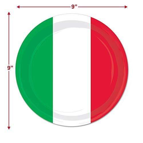 Italian Party Supplies - Italy Flag Red, White, and Green Paper Dinner Plates and Luncheon Napkins (Serves 16) party supplies