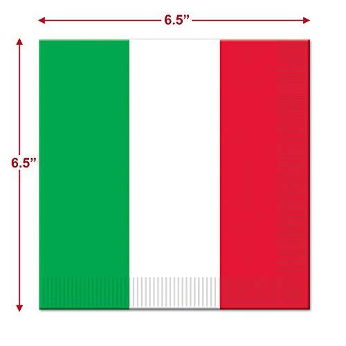 Italian Party Supplies - Italy Flag Red, White, and Green Paper Dinner Plates and Luncheon Napkins (Serves 16) party supplies