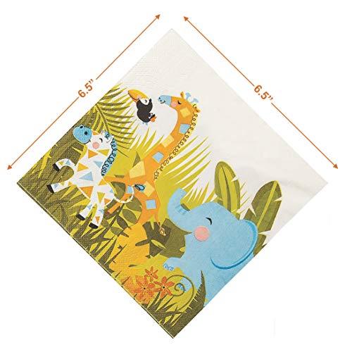 Jungle Baby Safari Paper Dinner Plates and Luncheon Napkins (Serves 16) party supplies