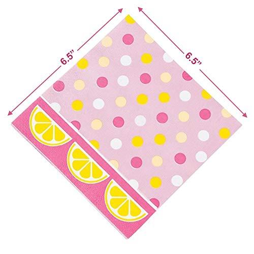 Lemon Party Supplies - Pink Lemonade Lemon Slice Paper Dinner Plates and Luncheon Napkins (Serves 16) party supplies