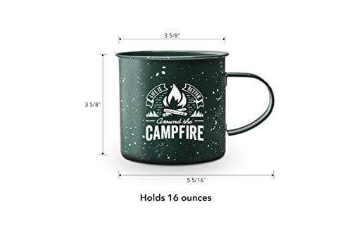 Life is Better Around the Campfire Tin Enamel Camping Coffee Mug (Forest Green, 16 Ounce) party supplies