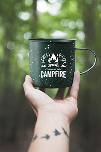 Life is Better Around the Campfire Tin Enamel Camping Coffee Mug (Forest Green, 16 Ounce) party supplies