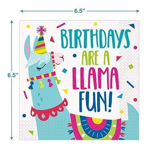 Llama Party Supplies - Blue Llama & Balloons Paper Dessert Plates and Beverage Napkins (Serves 16) party supplies