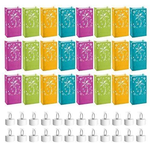 Luminary Bags with Battery-Operated Tea Light Candles for Luaus & Summer Parties (24 Pack) party supplies