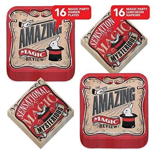 Magic Party Supplies - Magician Paper Dinner Plates and Luncheon Napkins (Serves 16) party supplies