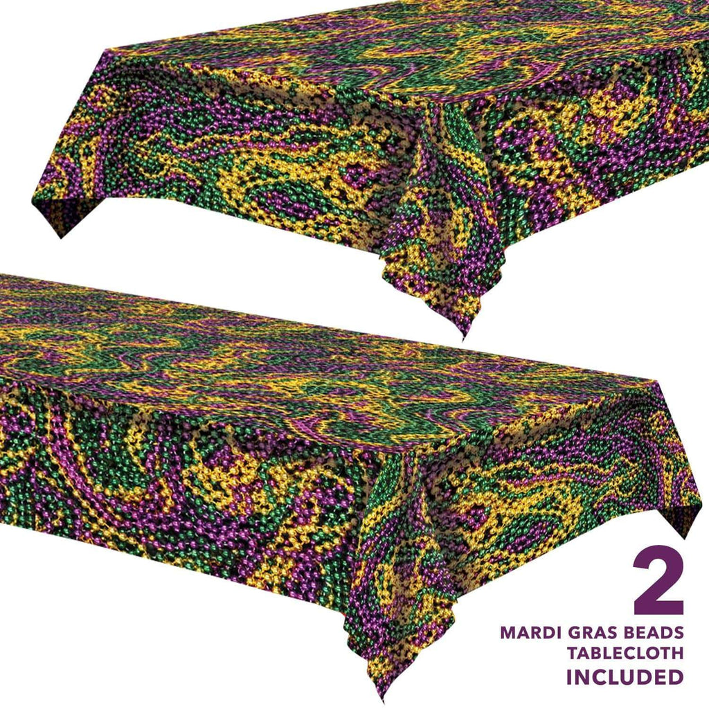Mardi Gras Beads Tablecloth - Mardi Gras and Masquerade Party Decorations (2 Pack) party supplies