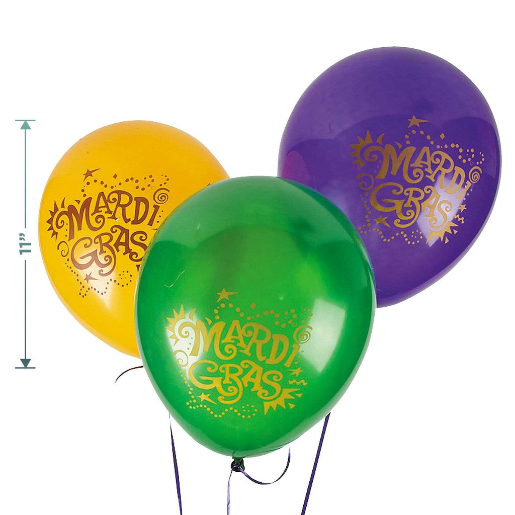 Mardi Gras Metallic Dessert Party Pack - Paper Plates, Beverage Napkins, Cups, Plastic Table Cover, and Balloons Set (Serves 16) party supplies