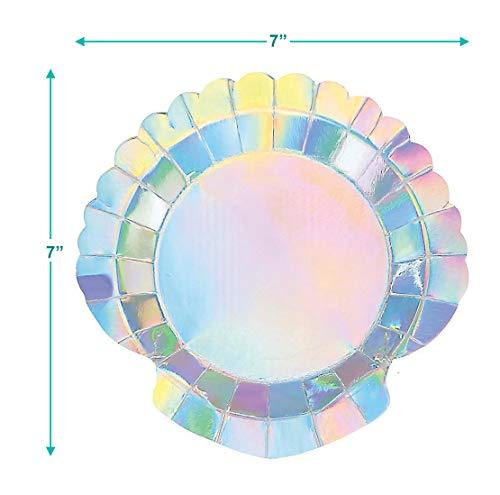 Mermaid Party Supplies - Shimmering Clamshell Dessert Plates and Mermaid Scales Napkins (Serves 16) party supplies