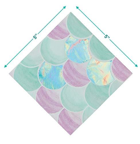 Mermaid Party Supplies - Shimmering Clamshell Dessert Plates and Mermaid Scales Napkins (Serves 16) party supplies