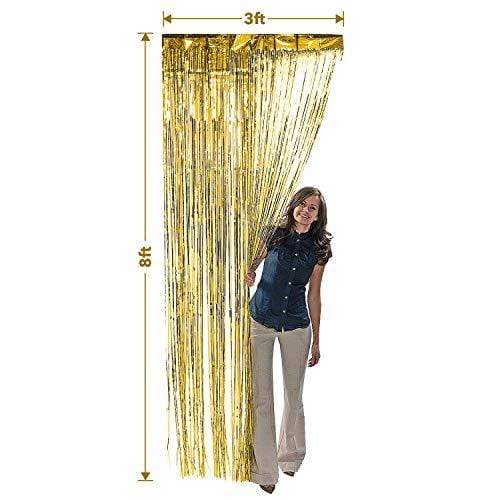Metallic Yellow Gold Fringe Foil Curtain - Hanging Party Decorations for Doorways and Backdrops 8 ft. by 3 ft. (Pack of 2) party supplies