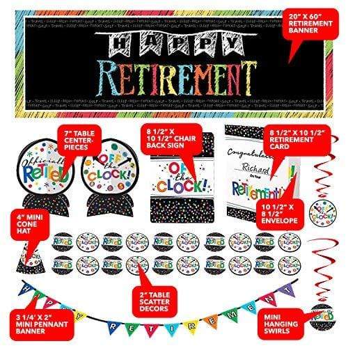 Mini Office Desk Decorating Kit and Giant Happy Retirement Party Banner (30 Piece Set) party supplies