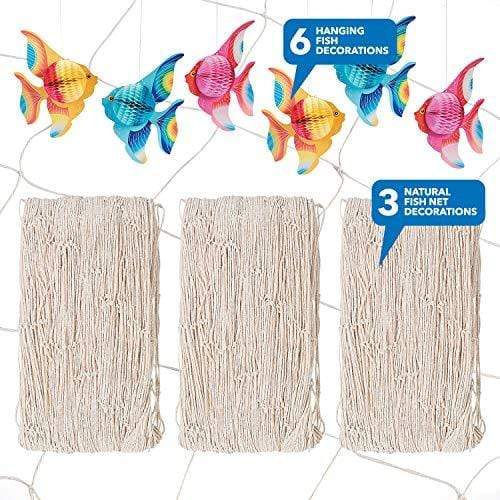 Natural Fish Nets 14' X 4' - Pack of 3 party supplies