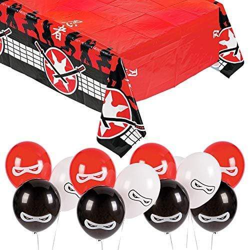 Ninja Party Supplies - Ninja Warrior Table Decorations (Balloons and Plastic Table Cover Set) party supplies