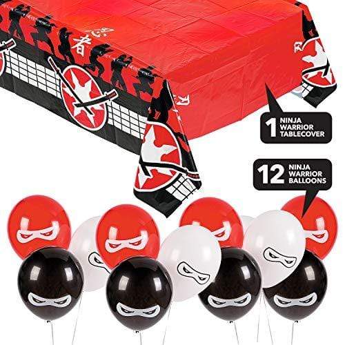 Ninja Party Supplies - Ninja Warrior Table Decorations (Balloons and Plastic Table Cover Set) party supplies