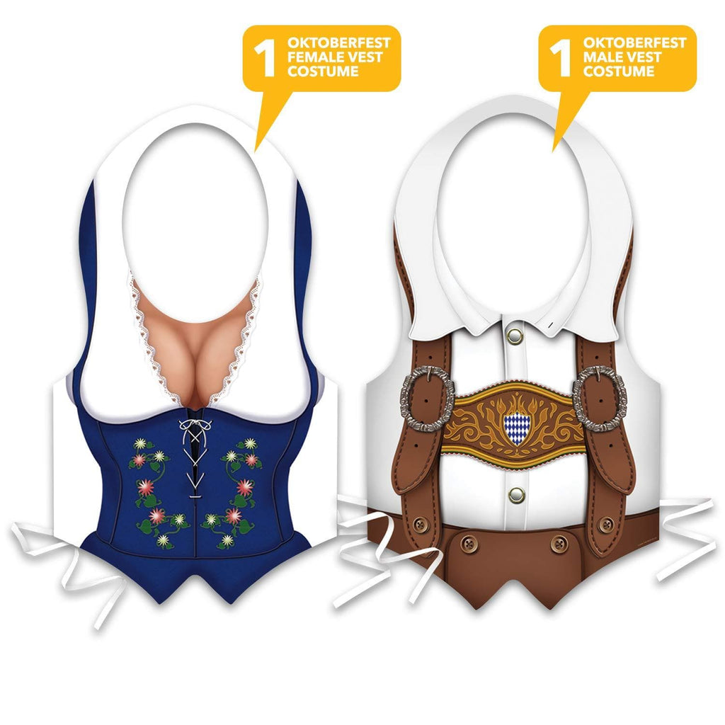 Oktoberfest Party Accessories - Male and Female Plastic Costume Fraulein Vests for Adults (1 of Each) party supplies