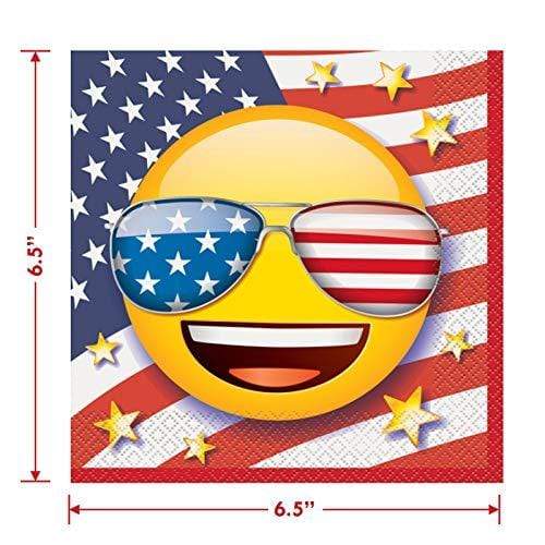 Patriotic Party Supplies for 4th of July, Memorial Day, and Veteran's Day (Emoji Paper Dessert Plates and Luncheon Napkins (Serves 16)) party supplies