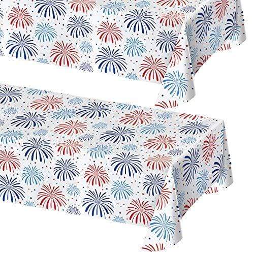 Patriotic Party Supplies for 4th of July, Memorial Day, and Veteran's Day (Patriotic America Fireworks Show Plastic Table Cover 54" x 102" (2 Pack)) party supplies