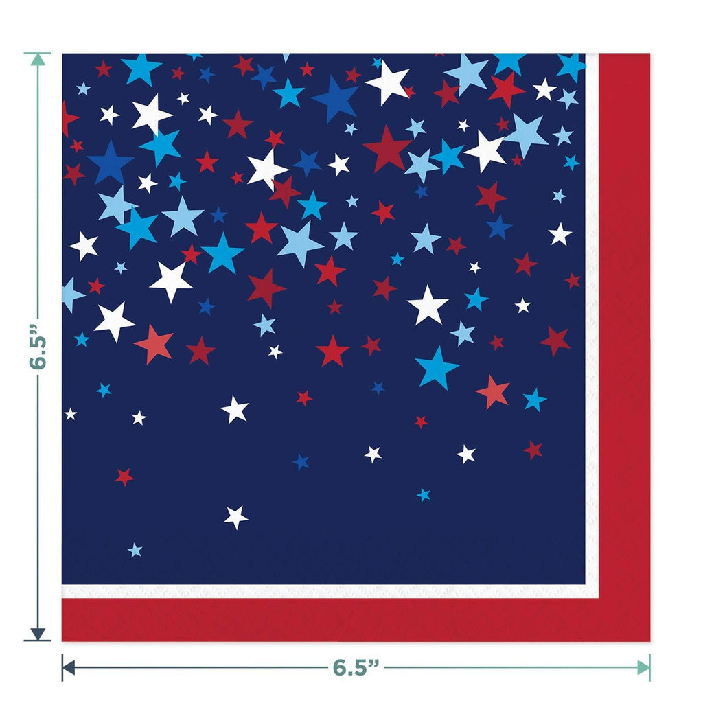 Patriotic Party Supplies for 4th of July, Memorial Day, and Veteran's Day (Patriotic American Pride Star Confetti Paper Dessert Plates and 2-Sided Stars and Stripes Beverage Napkins) party supplies