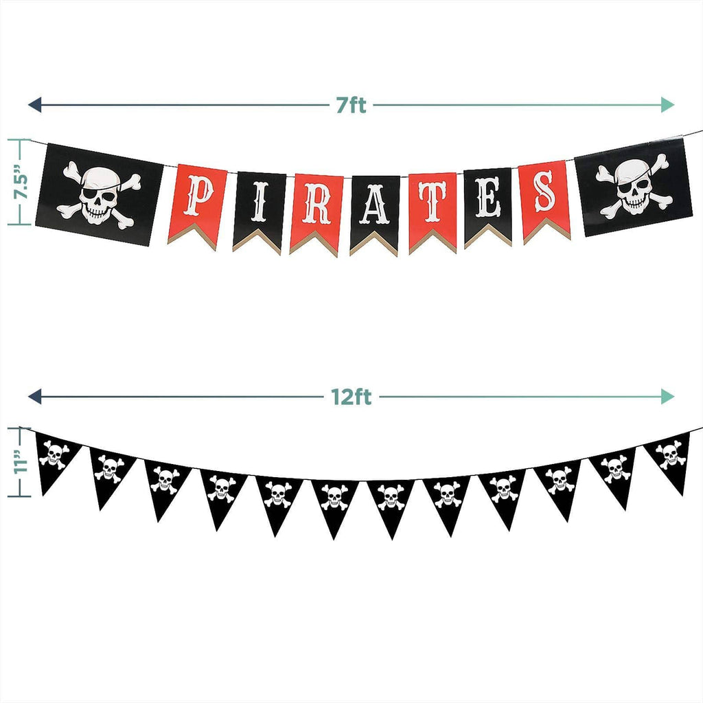 Pirate Party Skull & Bones Paper Garland and Pennant Banner Set party supplies