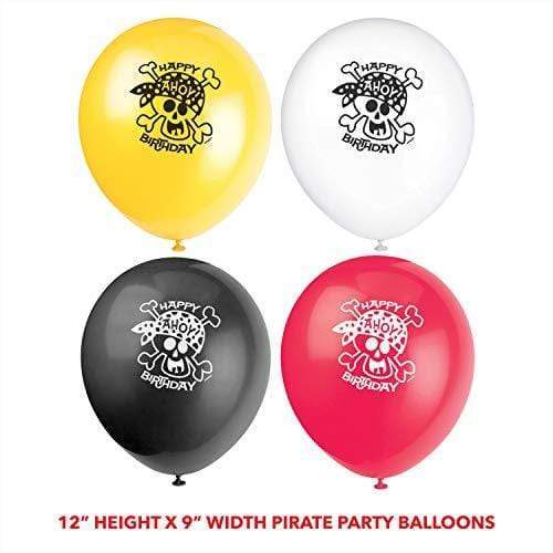 Pirate Party Supplies and Table Decorations (Friendly Skull and Bones Black Plastic Table Cover and Assorted Balloons Set of 8) party supplies