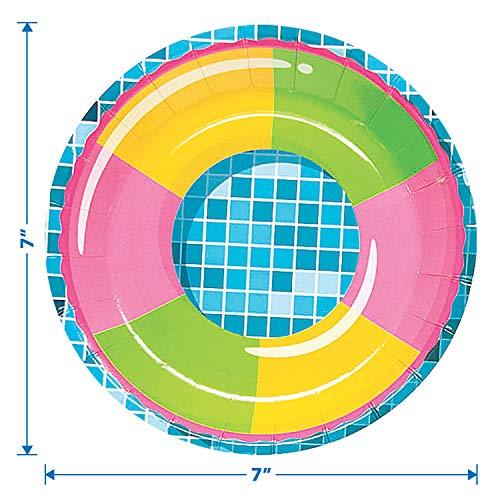 Pool Party Supplies - Inflatable Floaties Paper Dessert Plates and Striped Beverage Napkins (Serves 16) party supplies