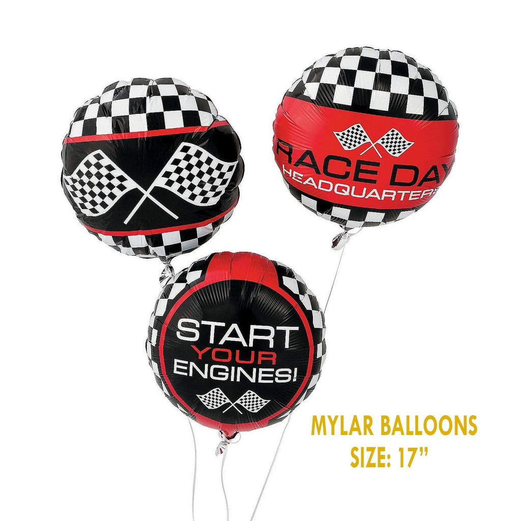 Race Car Party Supplies - Racing Print Mylar Balloons and Table Runner Set party supplies