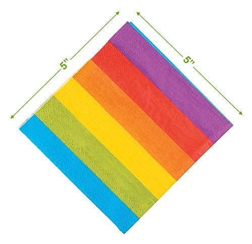 Rainbow Party Supplies - Plates, Beverage Napkins and Table Covers (Bright Rainbow Shaped Paper Dessert Plates and Beverage Napkins) party supplies
