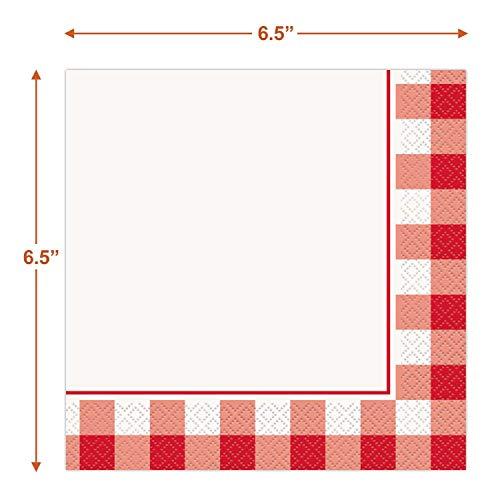 Red and White Checkered Plaid Gingham Picnic Party Supplies for Backyard Barbeques and Cookouts (Red and White Checkered Gingham Picnic Party Paper Dinner Plates and Luncheon Napkins) party supplies