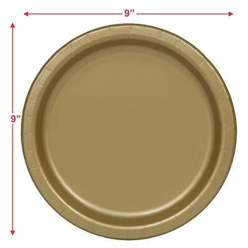 Solid Gold Colored Paper Dinner Plates and Luncheon Napkins, Gold Party Supplies and Table Decorations (Serves 16) party supplies