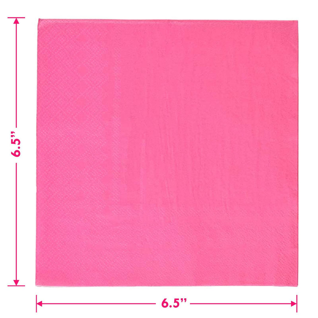 Solid Hot Pink Paper Dinner Plates and Luncheon Napkins (Serves 16) party supplies