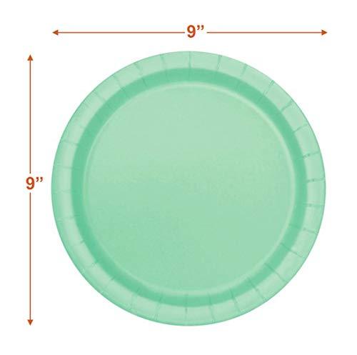 Solid Mint Paper Dinner Plates and Luncheon Napkins, Mint Party Supplies and Table Decorations (Serves 16) party supplies