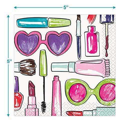 Spa & Makeup Theme Party Paper Dessert Plates and Beverage Napkins (Serves 16) party supplies