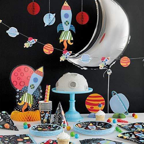 Space and Galaxy Party Supplies and Decorations (Space Shuttle Rockets and Planets Paper Dessert Plates and Beverage Napkins (Serves 16)) party supplies