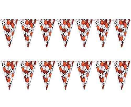 Sports Theme Party - Football, Baseball, Basketball, and Soccer (Pennant Banner Garland, 11" x 12' (2 Pack) Pennant Banner Garland, 11" x 12' (2 Pack)) party supplies