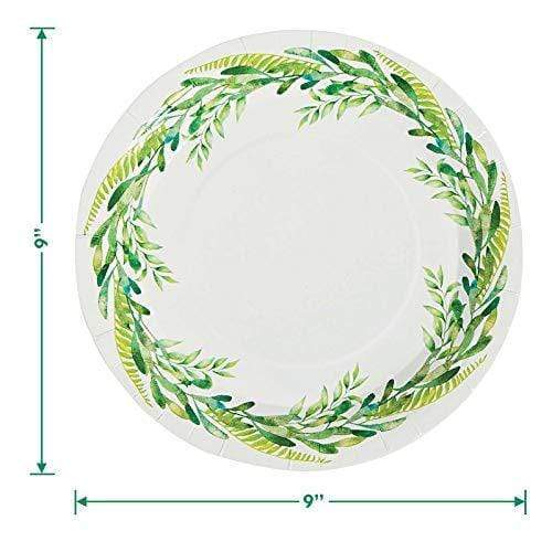 Spring Greenery Paper Dinner Plates and Solid Luncheon Napkins (Serves 16) party supplies
