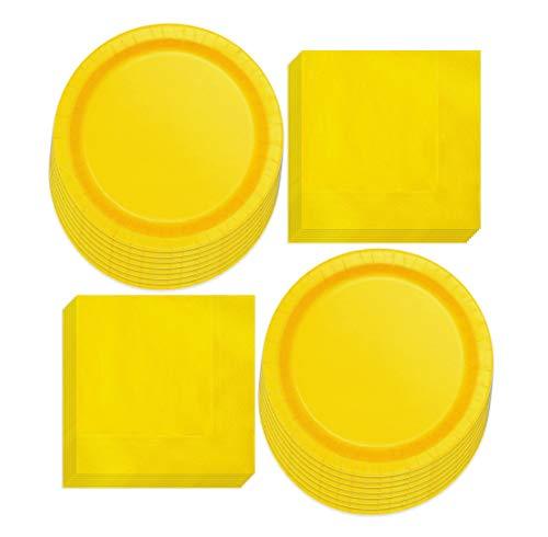 Sunflower Yellow Paper Dinner Plates and Luncheon Napkins, Lemon Party Supplies and Summer Table Decorations (Serves 16) party supplies