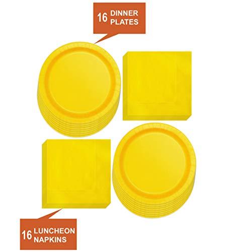 Sunflower Yellow Paper Dinner Plates and Luncheon Napkins, Lemon Party Supplies and Summer Table Decorations (Serves 16) party supplies