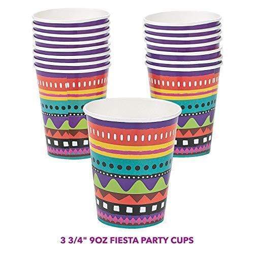 Teal Fiesta Party Pack - Cups, Plates, Napkins - for Cinco De Mayo or Summer Parties - Serves 16 party supplies