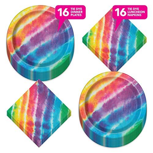 Tie Dye Rainbow Paper Dinner Plates and Luncheon Napkins - Beach