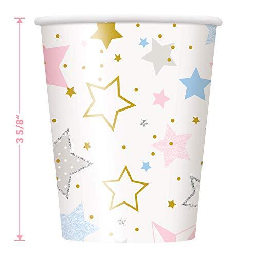 Twinkle Little Star Metallic Party Supplies - Shiny Gold Star Paper Beverage Cups, 9 Ounces (Serves 16) party supplies