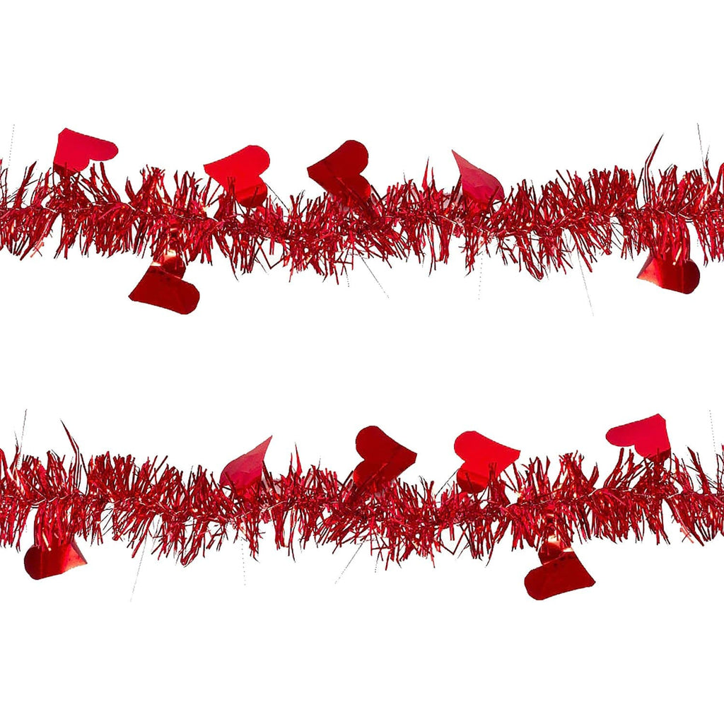 Valentine's Day Decorations - Red Heart Tinsel Garland, 9 Foot Each (2 Pack) party supplies