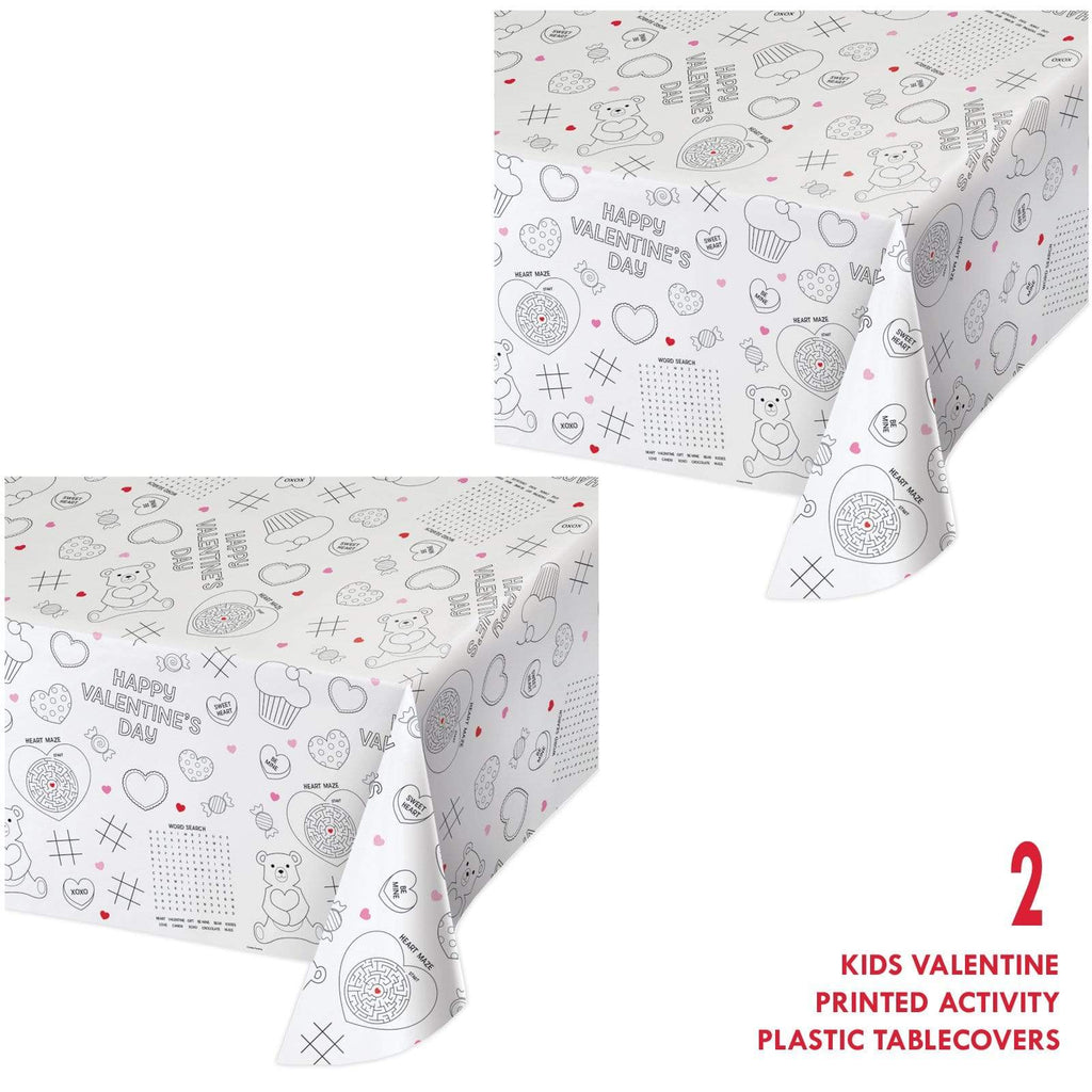 Valentine's Day Party Supplies (Valentine's Day Party Supplies Paper Activity Table Cover for Kids, 54" x 88" (2 Pack)) party supplies