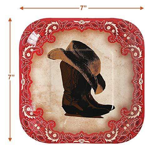 Western Party Supplies - Cowboy Hat and Boot Paper Dessert Plates and Horseshoe Beverage Napkins (Serves 16) party supplies