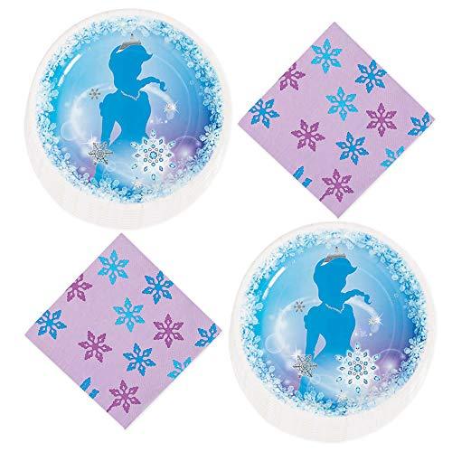 Winter Princess and Frozen Party Supplies - Winter Princess Dinner Plates and Luncheon Napkins (Serves 16) party supplies